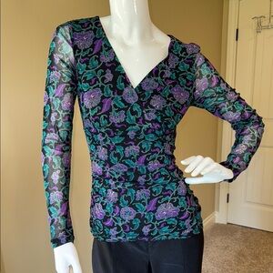 George Blouse Purple Black Real Elegant Top Women’s Size M